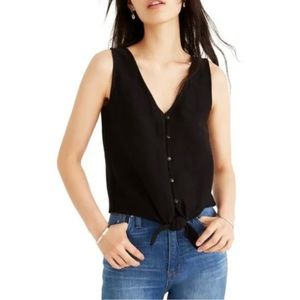 MADEWELL Button-front Tie Tank Top Black Sz M